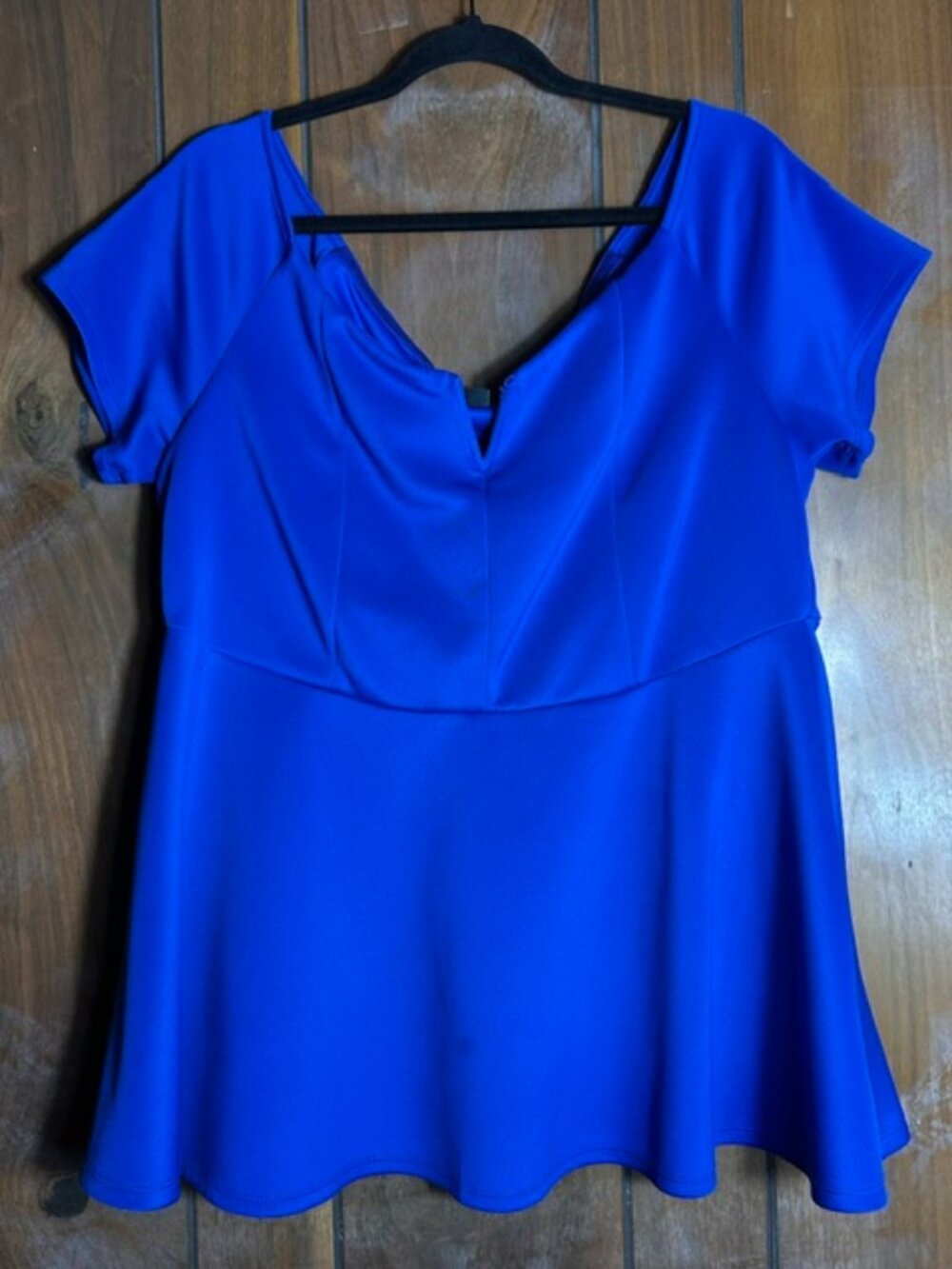 Torrid Peplum Blouse Womens Sz 18/20 (2) Cobalt Blue Off Shoulder Flared Hem